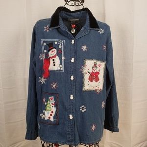 Denim Dressbarn Ugly Christmas Button up